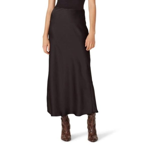 Club Monaco Black Jupe Satin Slip Skirt